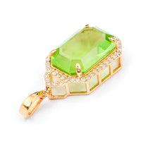 5.20 Ct Octagon Step Cut Natural Peridot 14K Gold Pendant