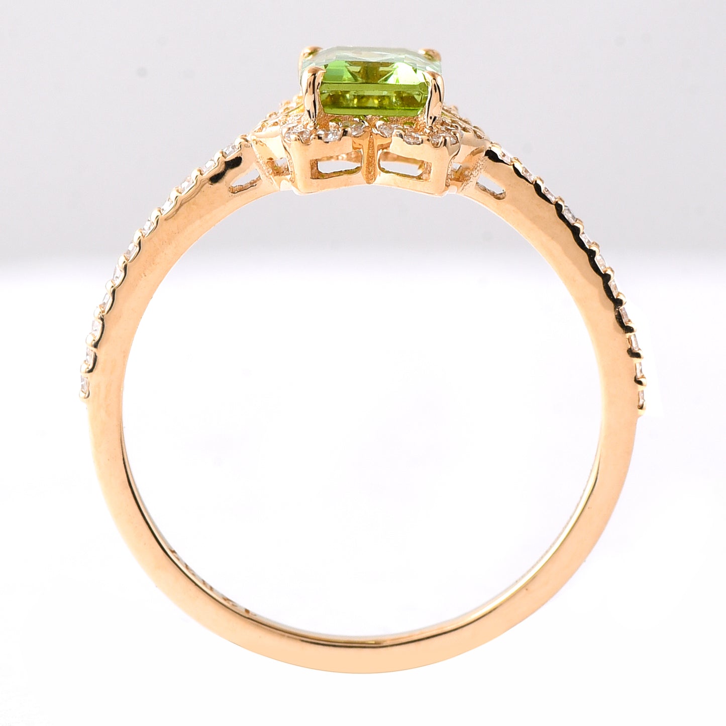 1.19 Ct Octagon Step Cut Natural Green Tourmaline 14K Gold Ring