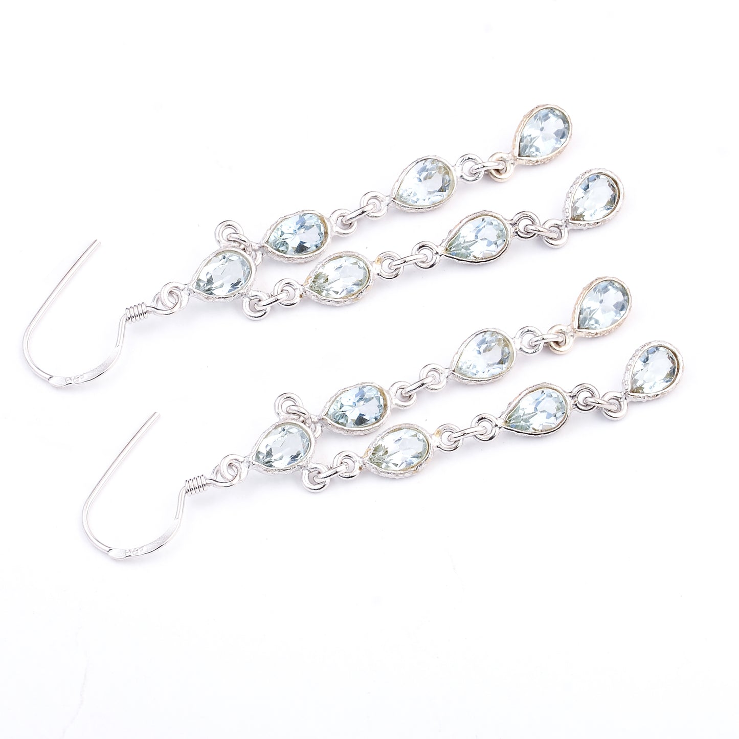 9.93 Ct Blue Topaz 925 Sterling Silver Earrings