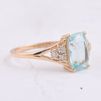 1.79 Ct Cushion Natural Green Beryl 14K Gold Ring