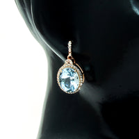 5.31 Ct Oval Mixed Cut Natural Aquamarine 14K Gold Earrings