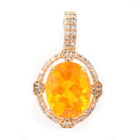 1.78 Ct Oval Mixed Cut Natural Fire Opal 14K Gold Pendant