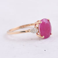 2.92 Ct Oval Natural Ruby 14K Gold Ring