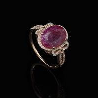 3.14 Ct Oval Ruby 14K Gold Ring
