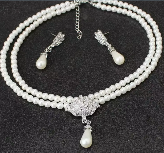 Imitation Pearl Gold Plated Brass Necklace
