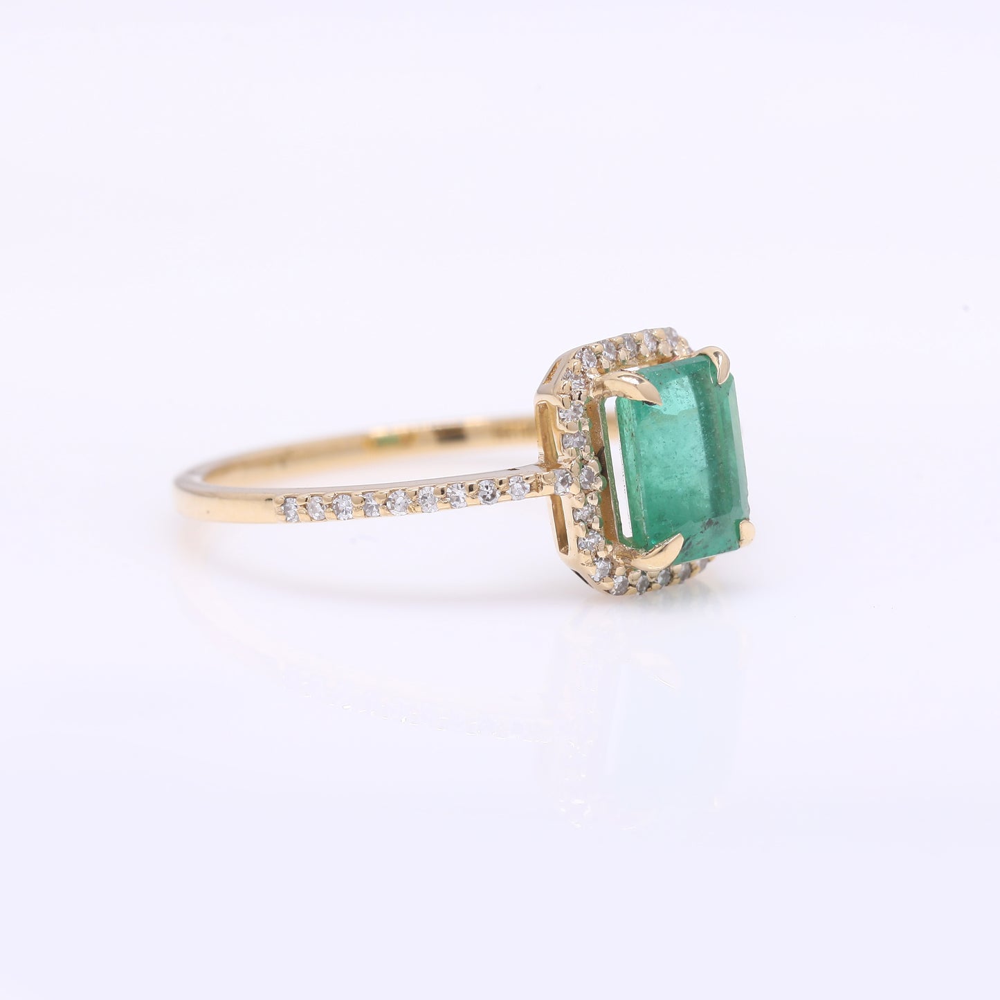 1.19 Ct Octagon Step Cut Natural Emerald 14K Gold Ring