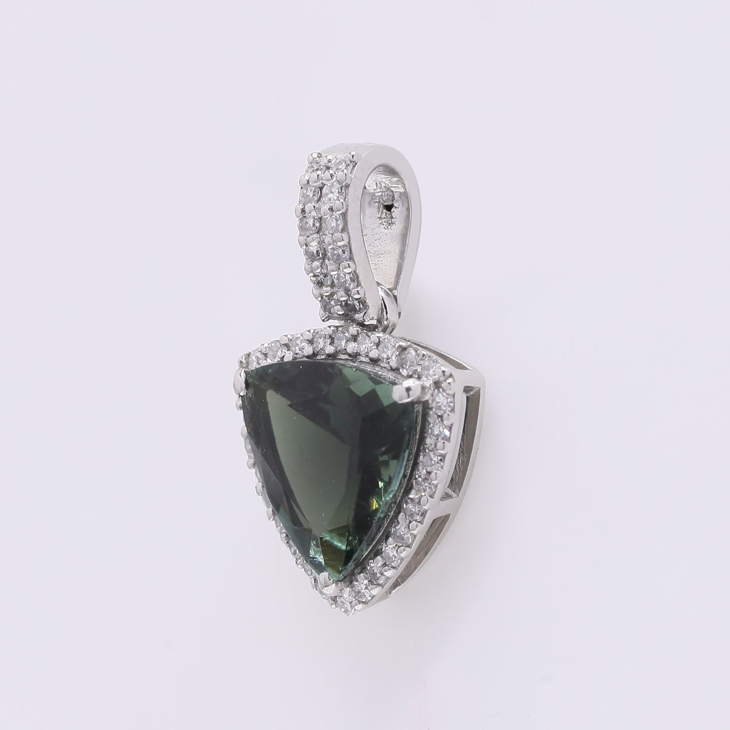 1.44 Ct Triangle Mixed Cut Natural Tourmaline 950 Platinum Pendant