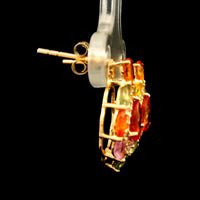 2.98 Ct Pear Multi Sapphire 14K Gold Earrings