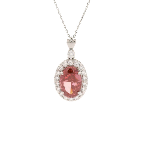 3.56 Carats Pink Lab Grown Diamond 14K Gold Pendant