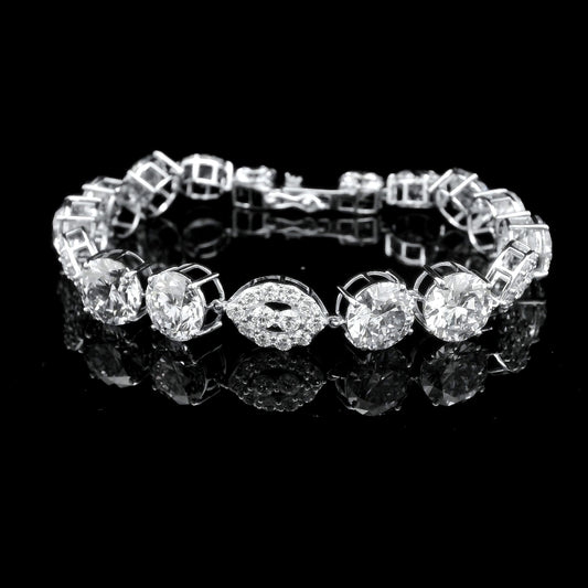 27.08 Ct Round Lab Grown Diamond 14K Gold Bracelet