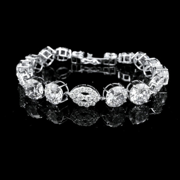 27.08 Ct Round Lab Grown Diamond 14K Gold Bracelet