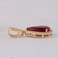 2.64 Ct Pear Ruby 9K Gold Pendant