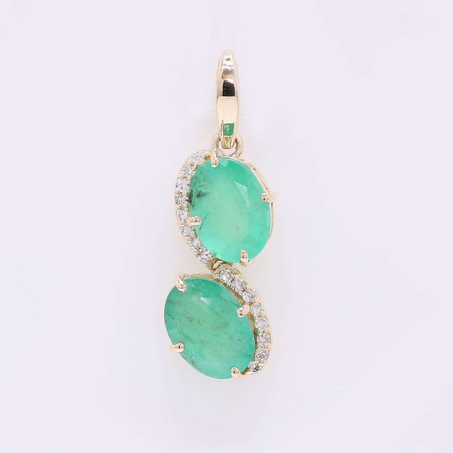 1.67 Ct Oval Mixed Cut Natural Emerald 14K Gold Pendant