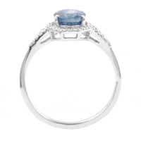 2.08 Ct Oval Mixed Cut Natural Sapphire 950 Platinum Ring
