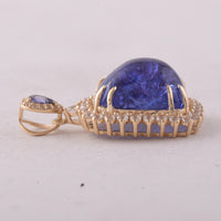 14.50 Ct Cushion Tanzanite 9K Gold Pendant