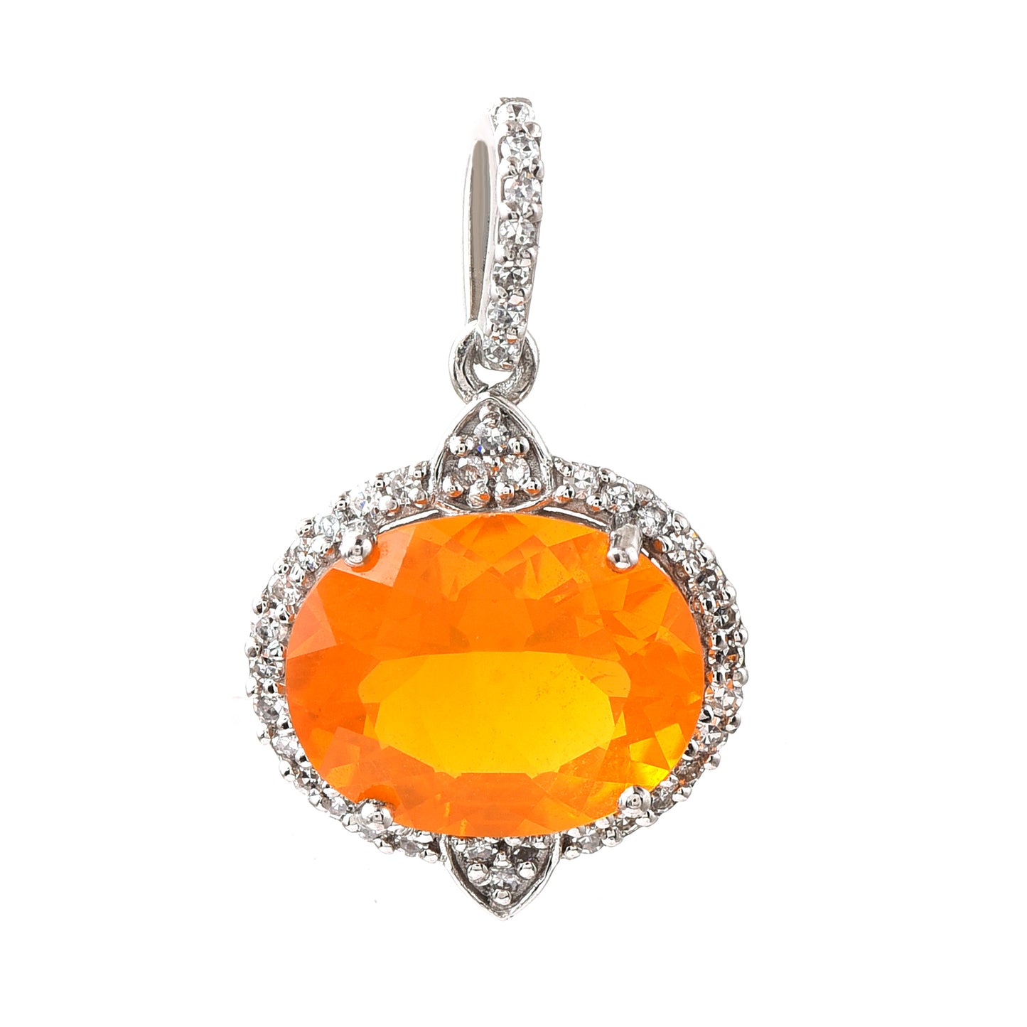 1.83 Ct Oval Fire Opal 950 Platinum Pendant