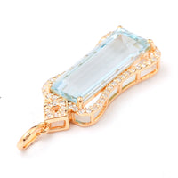 4.01 Ct Rectangle Step Cut Natural Aquamarine 14K Gold Pendant