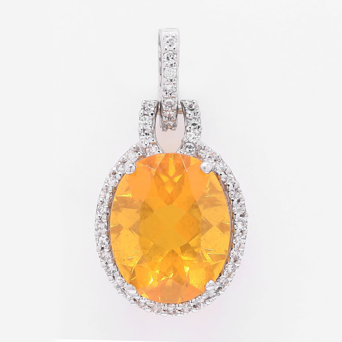 1.73 Ct Oval Mixed Cut Natural Fire Opal 950 Platinum Pendant