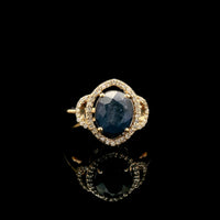 2.79 Ct Oval Mixed Cut Natural Sapphire 14K Gold Ring