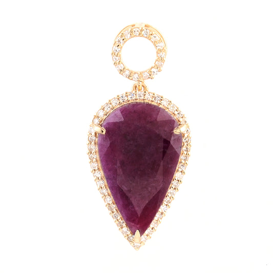 5.97 Ct Pear Mixed Cut Natural Corundum Ruby 14K Gold Pendant