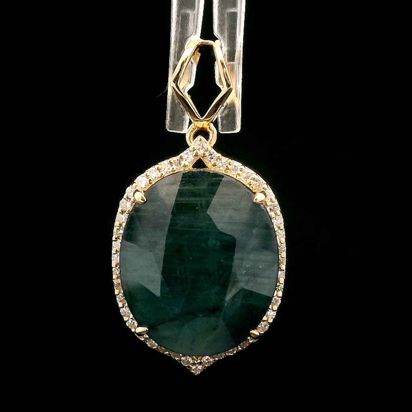 7.39 Ct Oval Mixed Cut Natural Sapphire 14K Gold Pendant