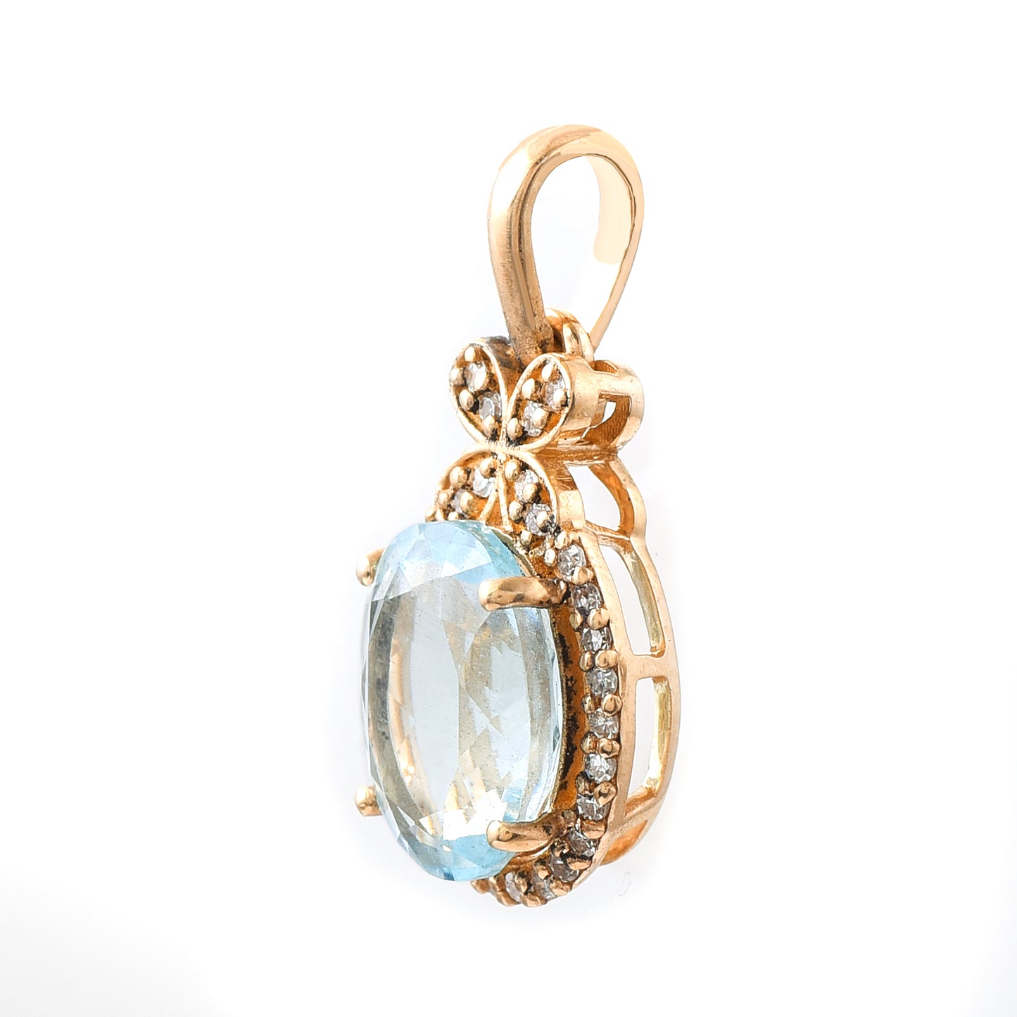 1.79 Ct Oval Aquamarine 14K Gold Pendant