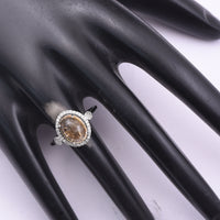 3.34 Ct Oval Cabochon Cut Natural Tourmaline 950 Platinum Ring