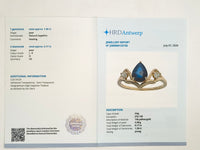 1.53 Ct Pear Natural Sapphire 14K Gold Ring