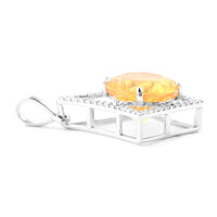 2.44 Ct Round Mixed Cut Natural Fire Opal 950 Platinum Pendant