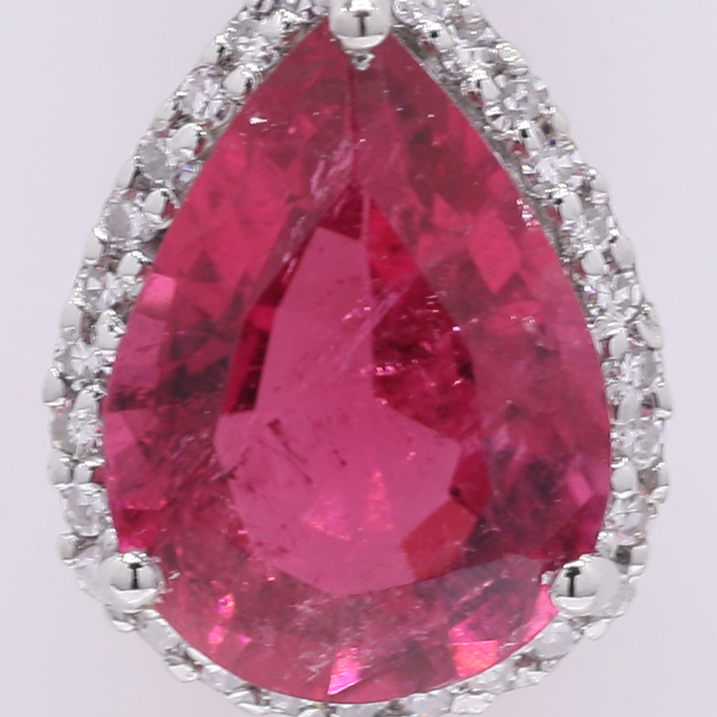 2.02 Ct Pear Mixed Cut Natural Pink Tourmaline 950 Platinum Pendant