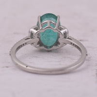 2.61 Ct Oval Mixed Cut Natural Emerald 950 Platinum Ring