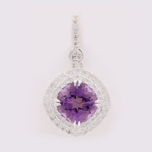 5.50 Ct Cushion Amethyst 925 Silver Pendant