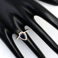 1.41 Ct Pear Mixed Cut Natural Corundum Sapphire 14K Gold Ring