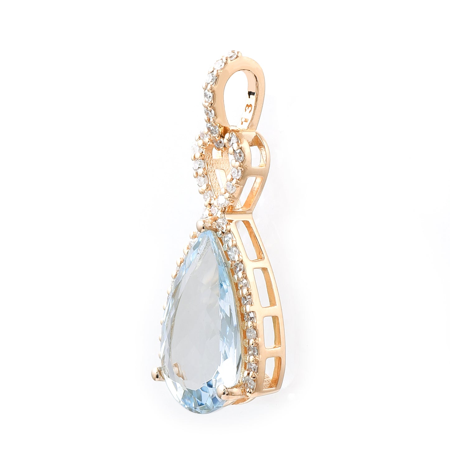 1.77 Ct Pear Mixed Cut Natural Aquamarine 14K Gold Pendant