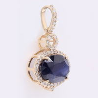 2.98 Ct Oval Mixed Cut Natural Sapphire 14K Gold Pendant
