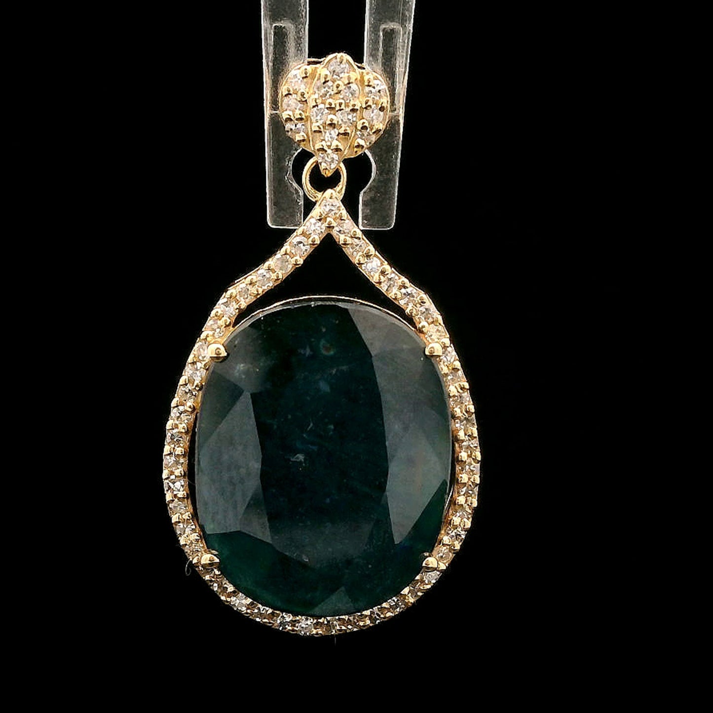7.34 Ct Oval Mixed Cut Natural Sapphire 14K Gold Pendant