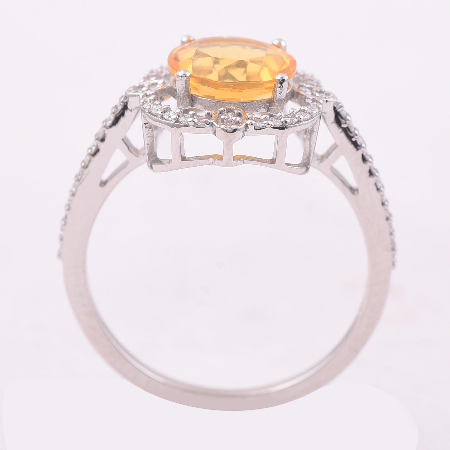1.43 Ct Round Mixed Cut Natural Fire Opal 950 Platinum Ring
