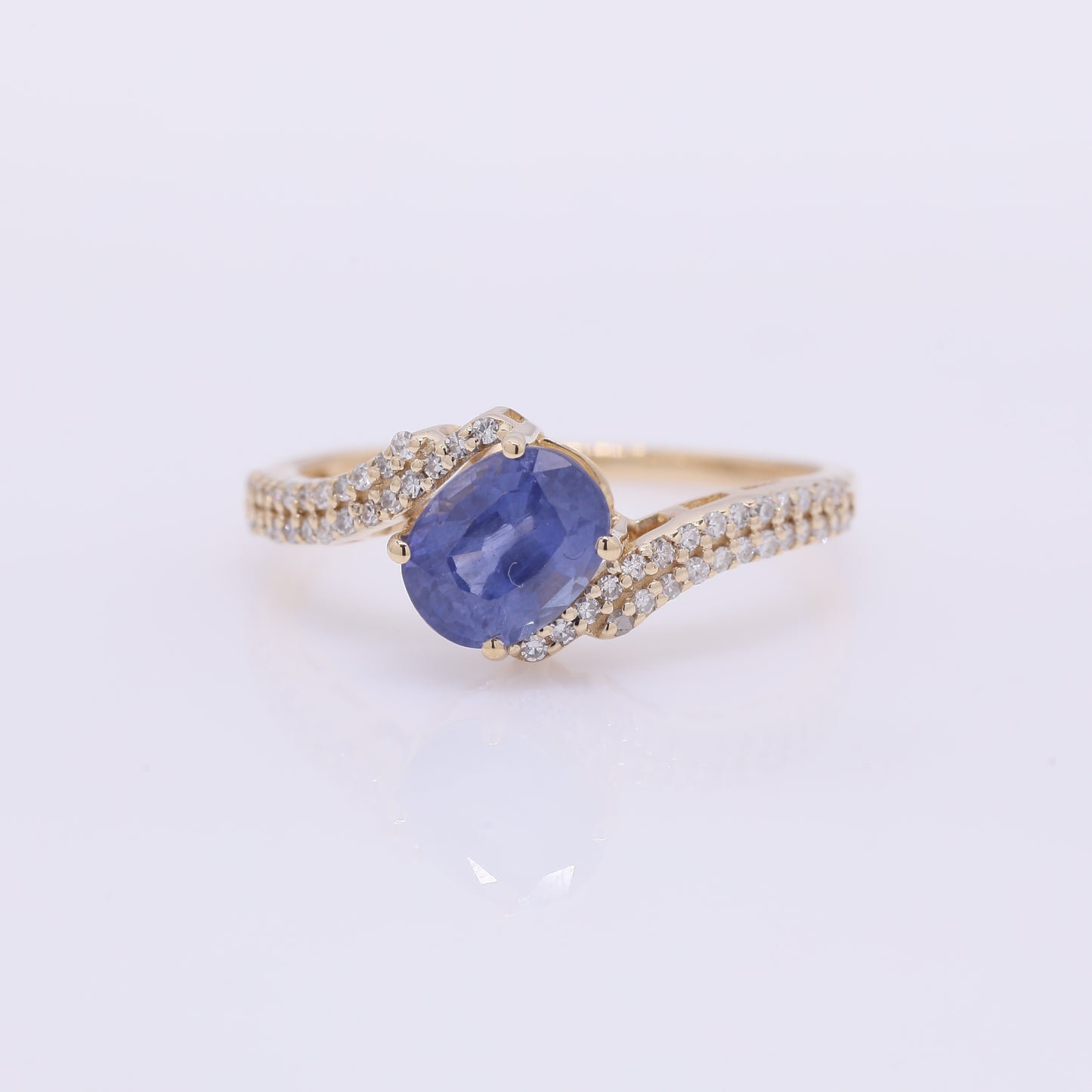 1.78 Ct Oval Mixed Cut Natural Sapphire 14K Gold Ring