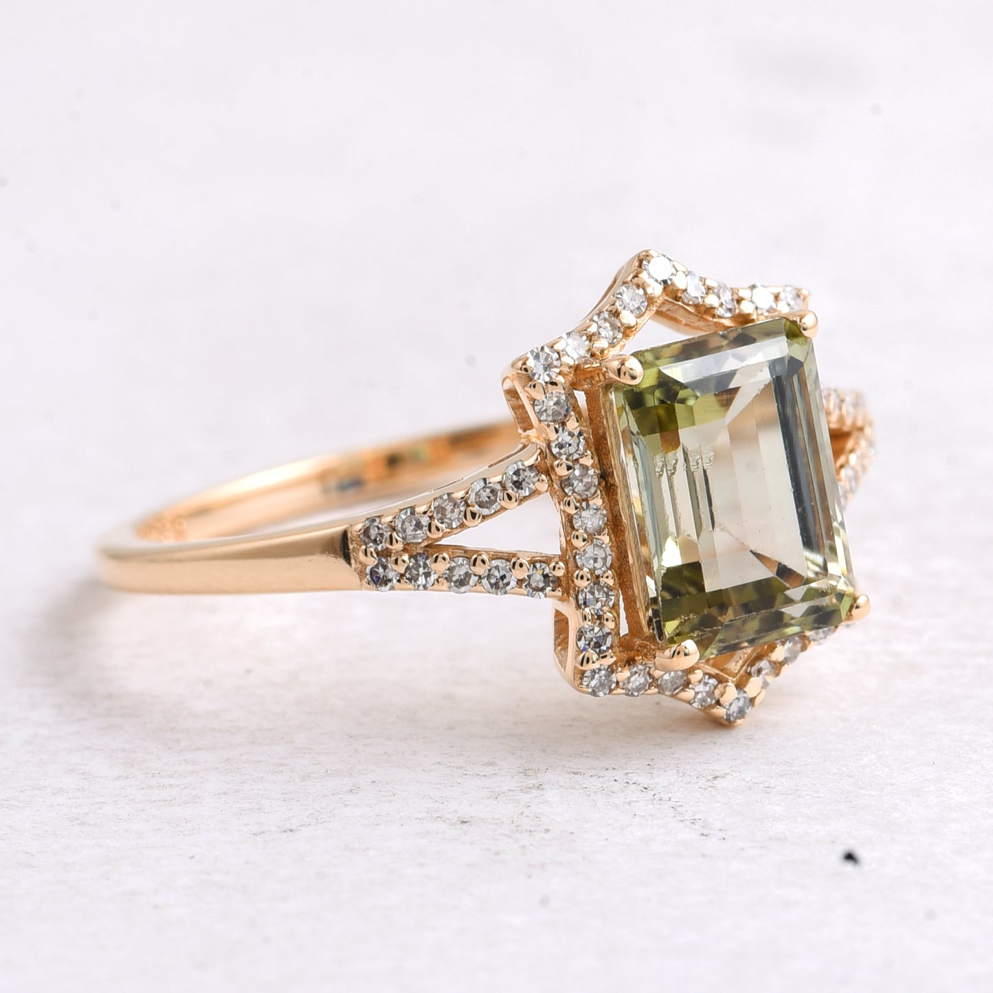 1.80 Ct Octagon Step Cut Natural Tourmaline 14K Gold Ring