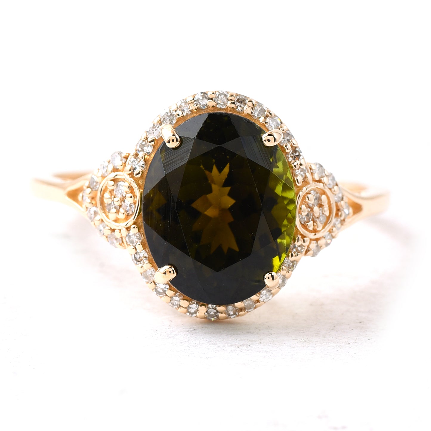 3.21 Ct Oval Tourmaline 14K Gold Ring