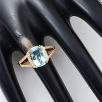 2.68 Ct Cushion Mixed Cut Natural Aquamarine 14K Gold Ring