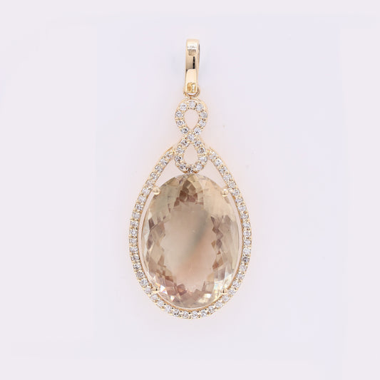 7.41 Ct Pear Mixed Cut Natural Sunstone 14K Gold Pendant