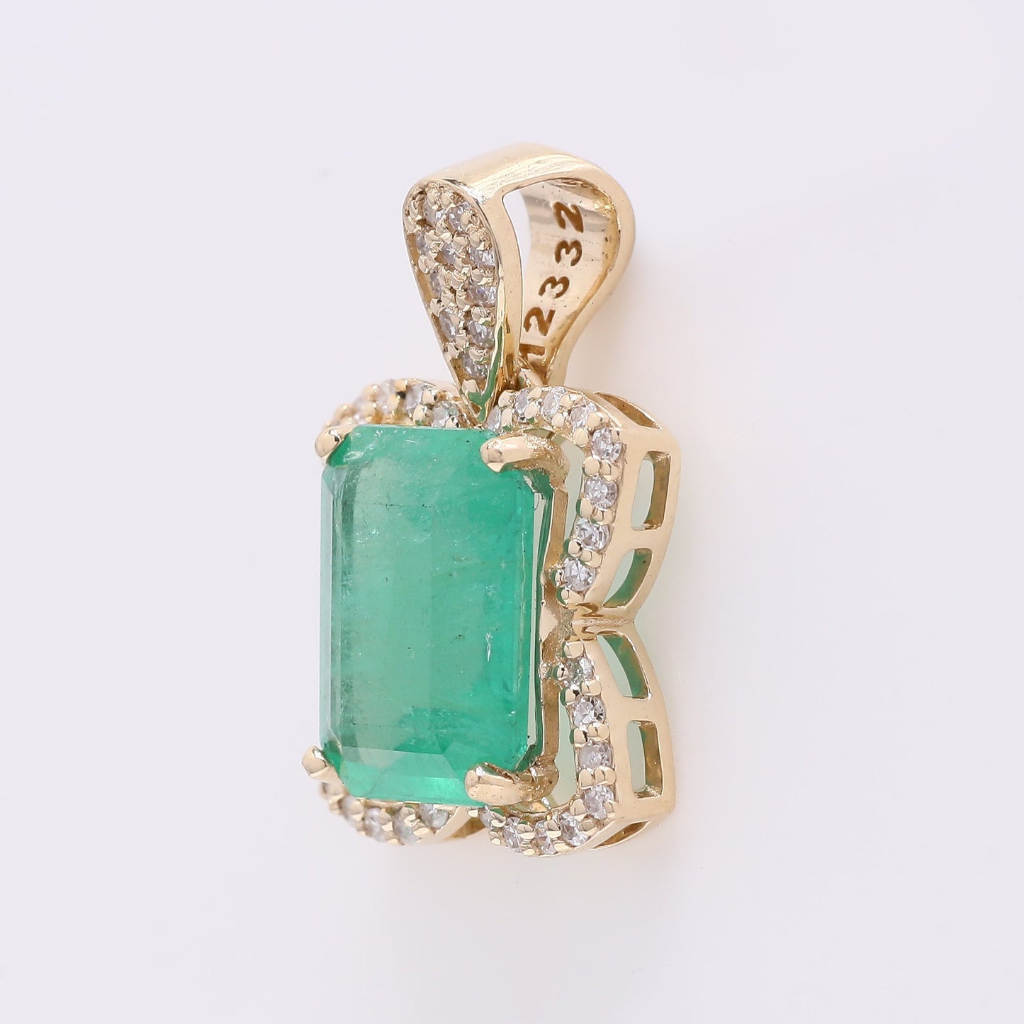 2.25 Ct Octagon Step Cut Natural Emerald 14K Gold Pendant