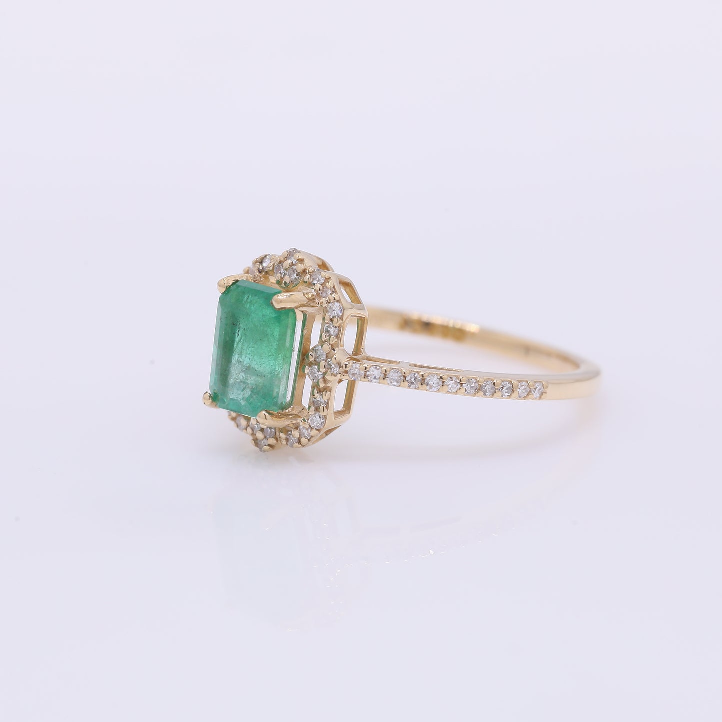1.26 Ct Octagon Step Cut Natural Emerald 14K Gold Ring