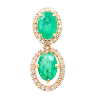 1.07 Ct Oval Mixed Cut Natural Emerald 14K Gold Pendant