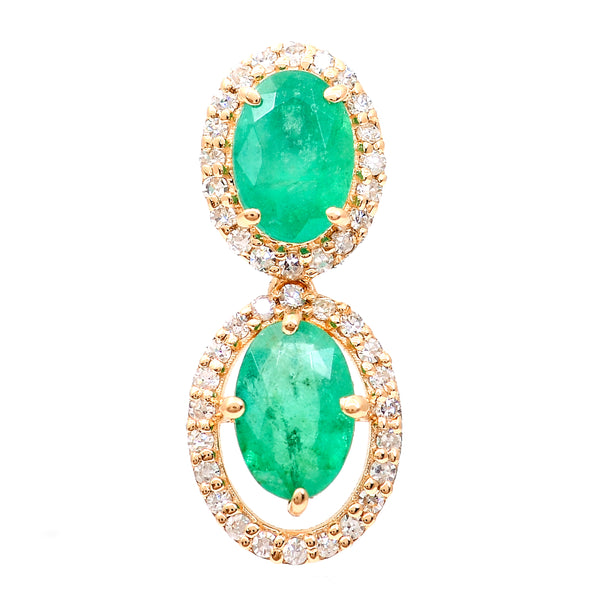 1.07 Ct Oval Mixed Cut Natural Emerald 14K Gold Pendant