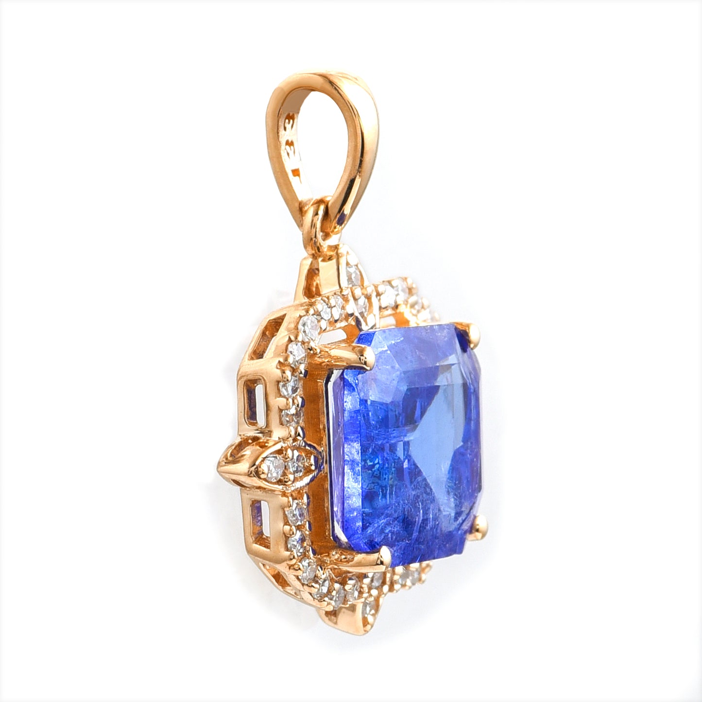 2.16 Ct Octagon Tanzanite 14K Gold Pendant