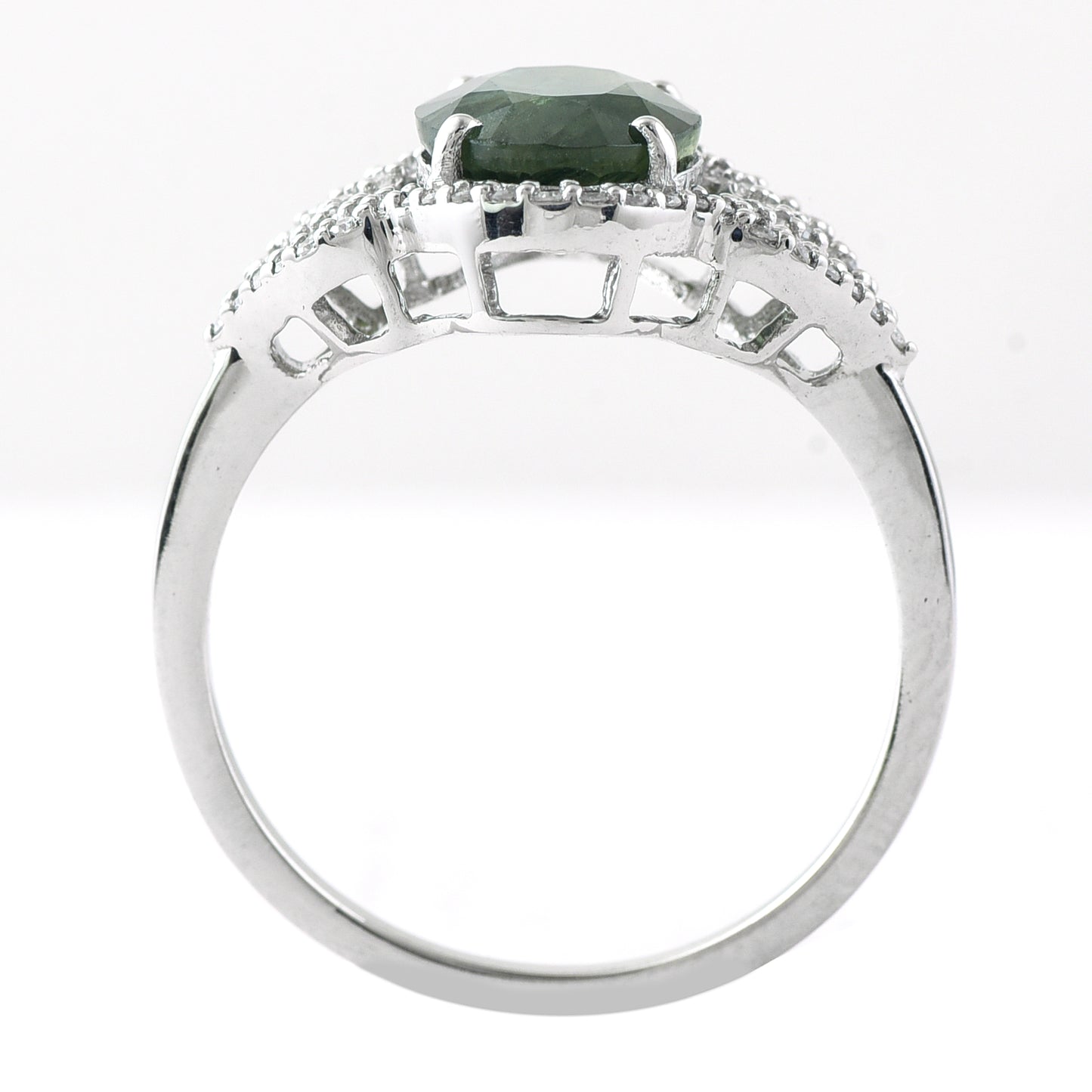 2.64 Ct Oval Mixed Cut Natural Green Sapphire 950 Platinum Ring
