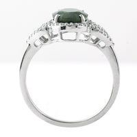 2.64 Ct Oval Mixed Cut Natural Green Sapphire 950 Platinum Ring