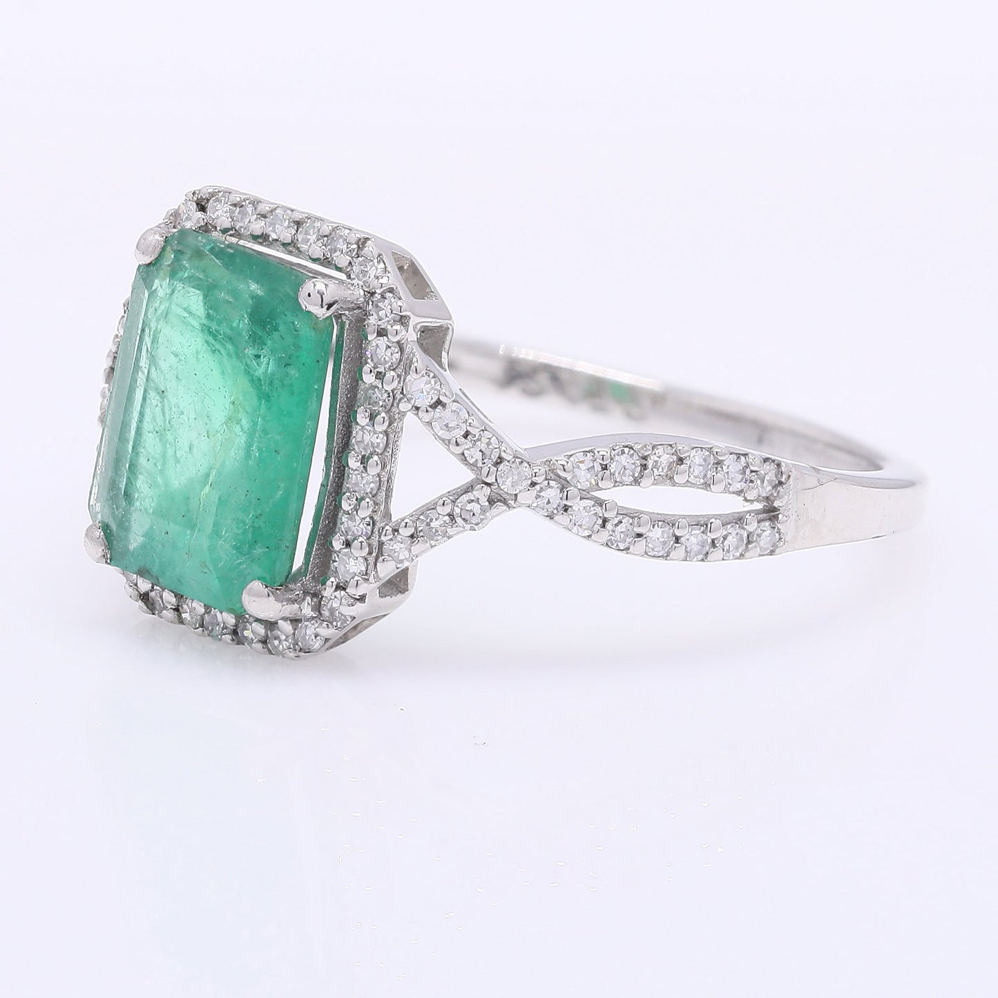 1.62 Ct Octagon Step Cut Natural Emerald 950 Platinum Ring